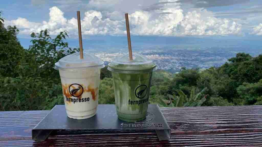 Coffee with a mountain view