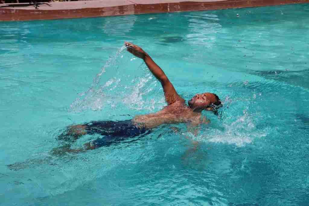 A man doing a backstroke