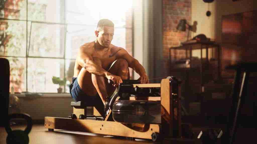 A man using a rowing machine