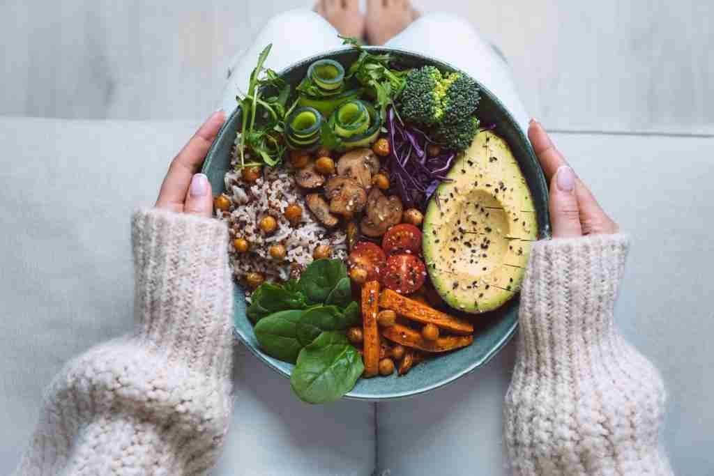 Plate with vegan food