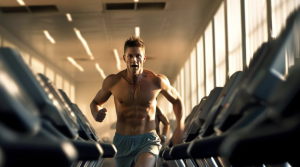 a man running on treadmills
